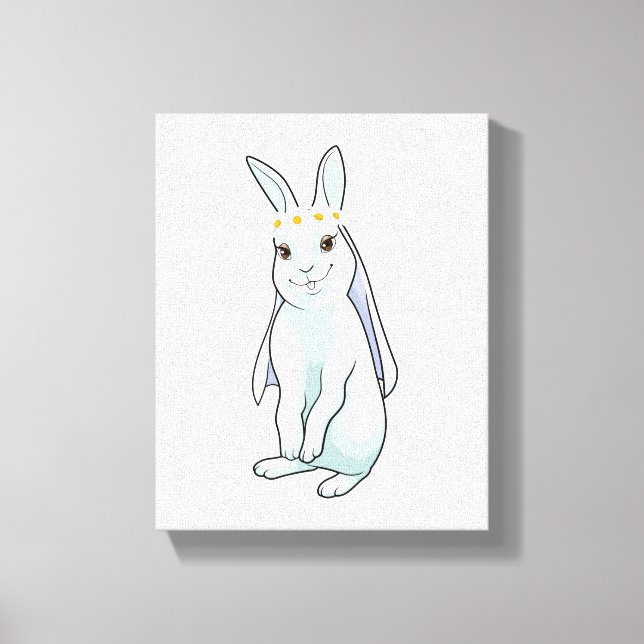 Bunny as Bride with Wreath of flowers Canvas Print (Front)