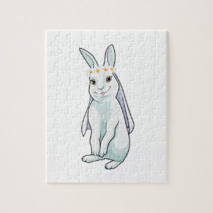 Bunny as Bride with Wreath of flowers Jigsaw Puzzle