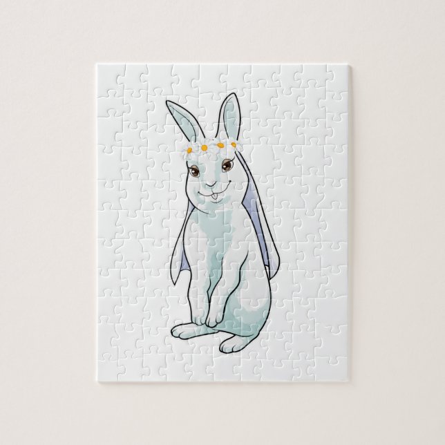 Bunny as Bride with Wreath of flowers Jigsaw Puzzle (Vertical)