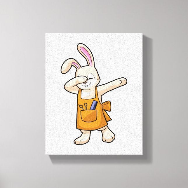 Bunny as Hairdresser with Comb & Scissors Canvas Print (Front)