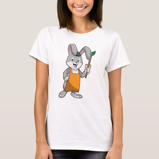 Bunny as Painter with Paint brush T-Shirt (Front)
