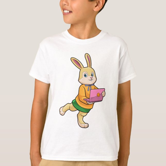 Bunny as Secretary with Laptop T-Shirt (Front)