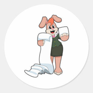 Bunny as Secretary with Paper Classic Round Sticker