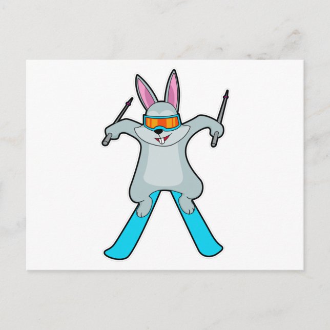 Bunny as Skier with Ski Postcard (Front)