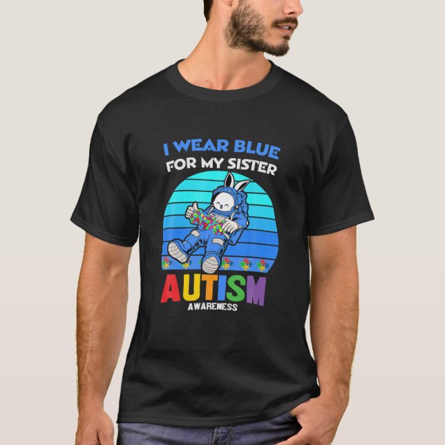 Bunny Astronaut Costume Autism I Wear Blue For My T-Shirt (Front)