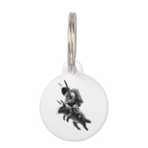 Bunny Astronaut Riding a Rabbit in Space  Pet Tag