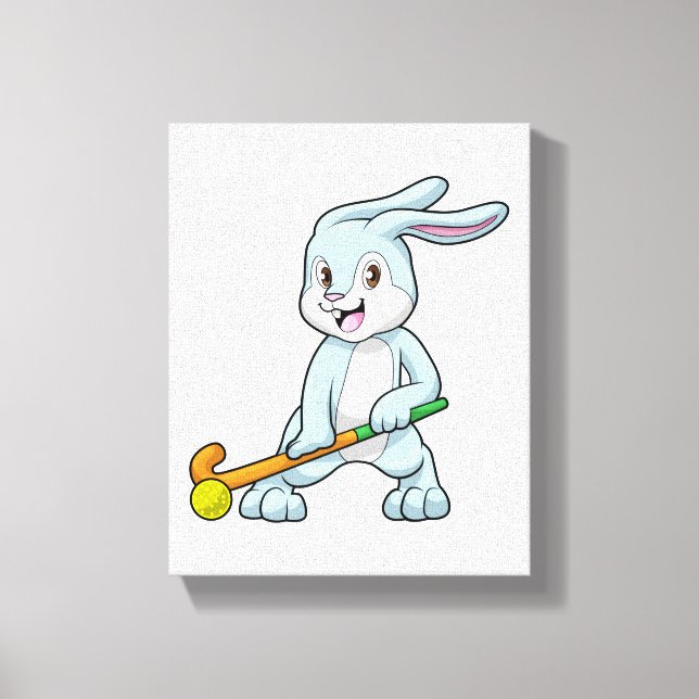 Bunny at Field hockey with Hockey stick Canvas Print (Front)