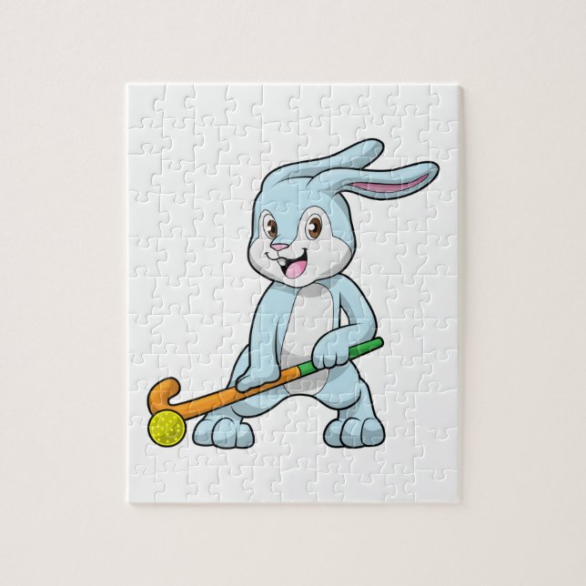 Bunny at Field hockey with Hockey stick Jigsaw Puzzle (Vertical)