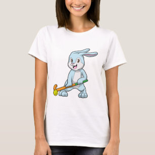 Bunny at Field hockey with Hockey stick T-Shirt
