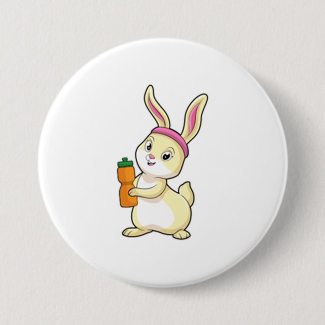 Bunny at Fitness with Drinking bottle 3 Inch Round Button (Front)