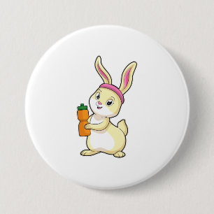 Bunny at Fitness with Drinking bottle 3 Inch Round Button