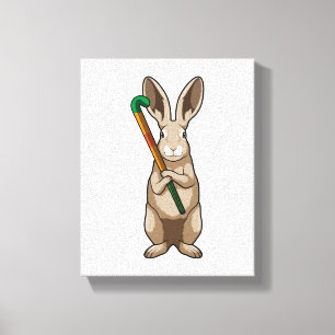 Bunny at Hockey with Hockey stick Canvas Print