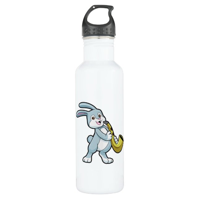 Bunny at Music with Saxophone 710 Ml Water Bottle (Front)