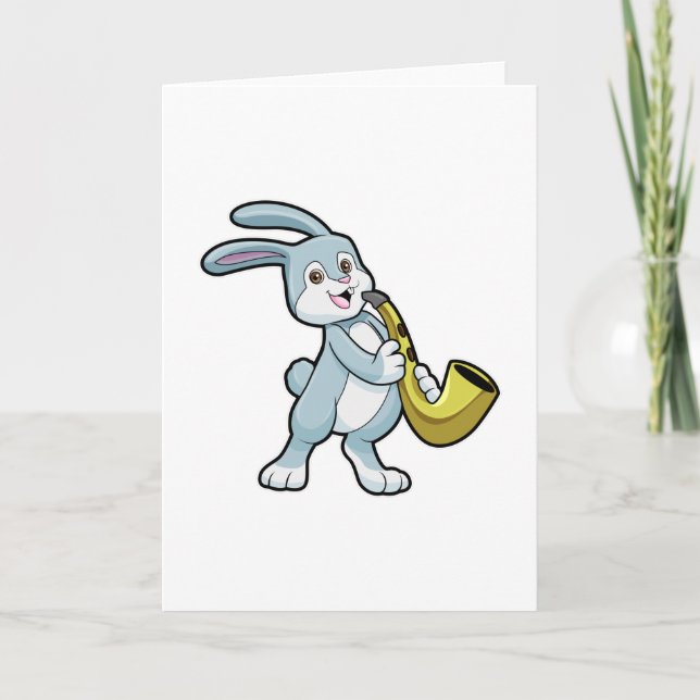 Bunny at Music with Saxophone Card (Front)