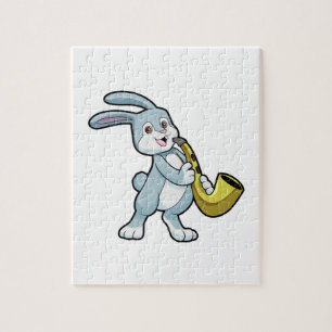 Bunny at Music with Saxophone Jigsaw Puzzle