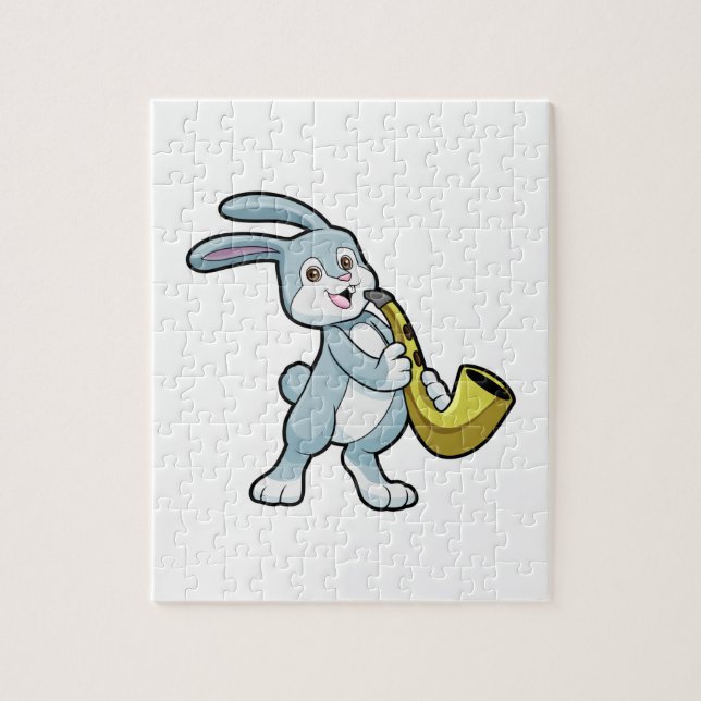 Bunny at Music with Saxophone Jigsaw Puzzle (Vertical)
