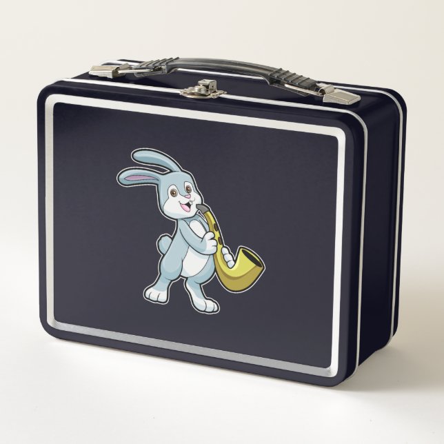 Bunny at Music with Saxophone Metal Lunch Box (Front)