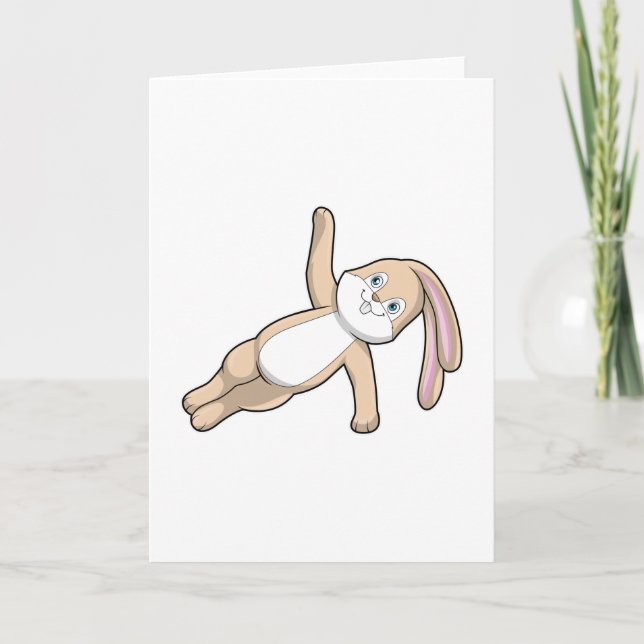 Bunny at Yoga Stretching Card (Front)