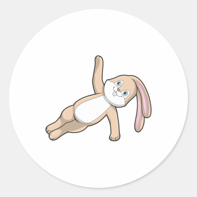 Bunny at Yoga Stretching Classic Round Sticker (Front)