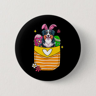 Bunny Australian Shepherd Easter Chocolate Eggs In 2 Inch Round Button