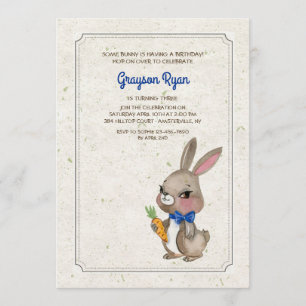 Bunny Avec Invitation Blue Bow