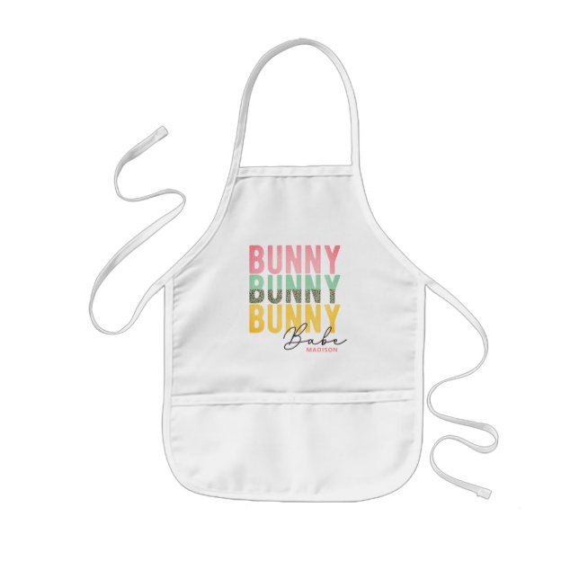 Bunny Babe Cute Modern Girly Easter Personalized Kids Apron (Front)
