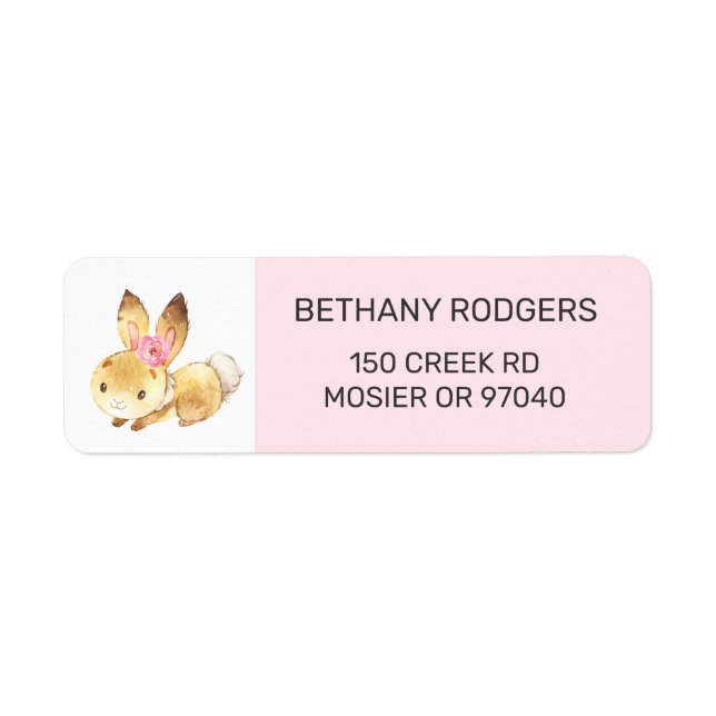 Bunny Baby Girl Shower Enveloppe Retourner Adresse (Devant)