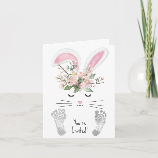 Bunny Baby Girl Shower Invitation (Front)