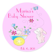 Bunny Baby Personalized Baby Shower Stickers
