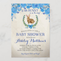 Bunny BABY SHOWER boy Beautiful Floral Invitation