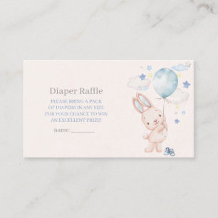 Bunny Baby Shower Boy, Diaper Raffle Enclosure Card