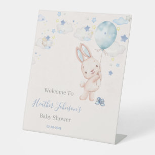 Bunny Baby Shower Boy Pedestal Sign