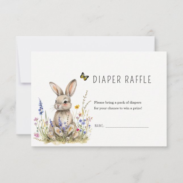 Bunny Baby shower Diaper raffle card (Front)