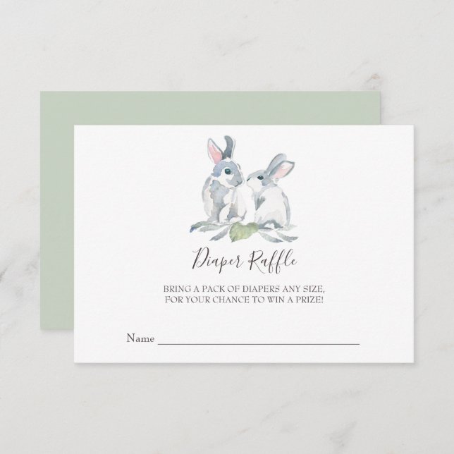 Bunny Baby Shower Diaper Raffle Invitation (Front/Back)