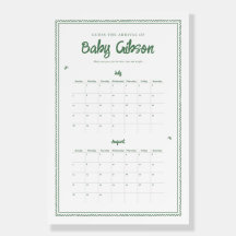 Bunny Baby Shower Due Date Calendar Game Sign