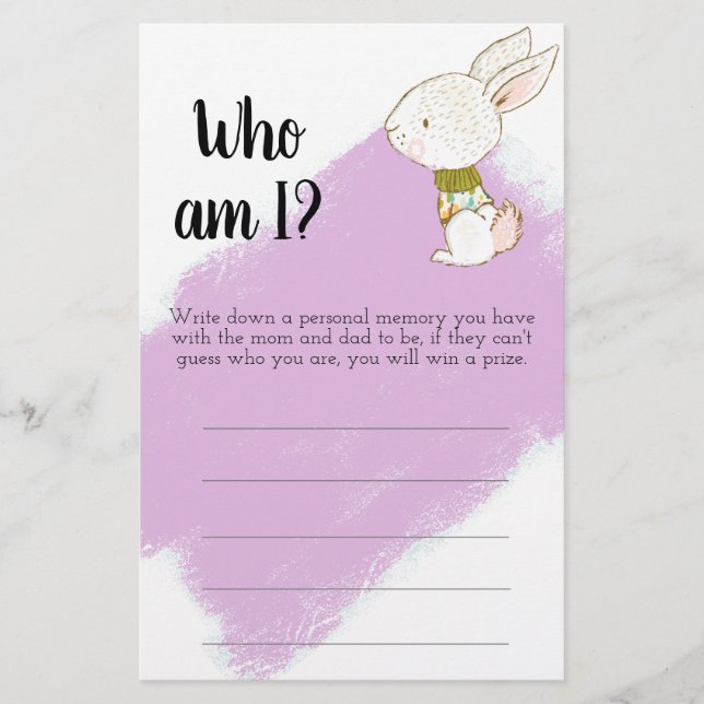 Bunny Baby Shower Game - How am I mom and dad Flyer (Front)