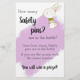 Bunny Baby Shower Game - Safety pins Flyer