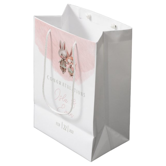 Bunny Baby Shower Gift Bag (Front Angled)