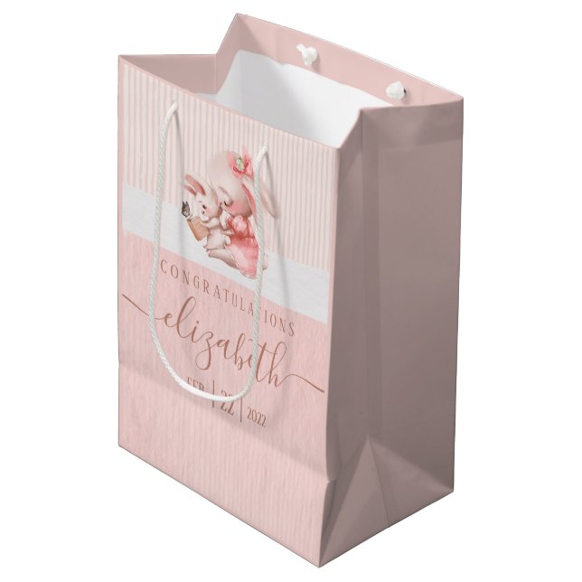 Bunny Baby Shower Gift Bag (Front Angled)