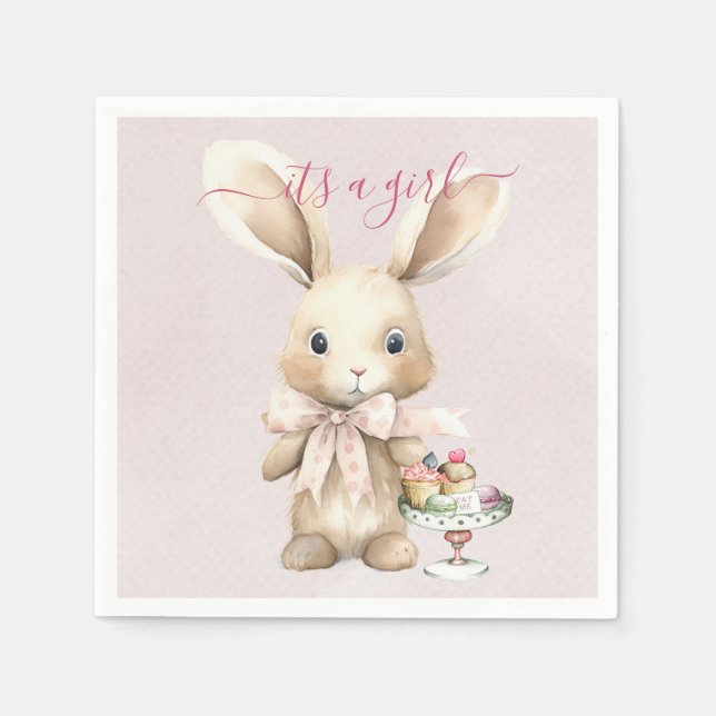 Bunny Baby Shower Girl  Napkin (Front)