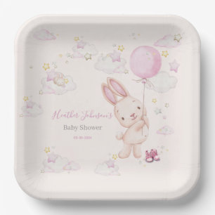 Bunny Baby Shower Girl Paper Plate