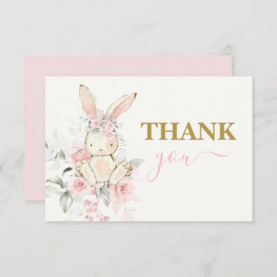 Bunny Baby Shower Girl thank you Note Card