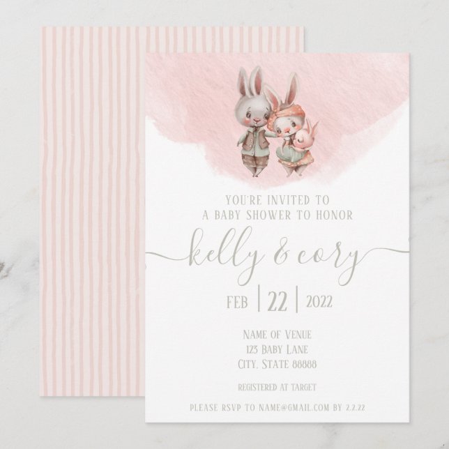 Bunny Baby Shower Invitation (Front/Back)