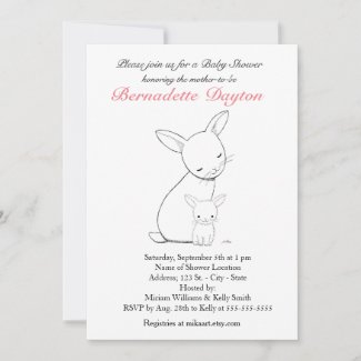 Bunny Baby Shower Invitation Rabbit Baby shower
