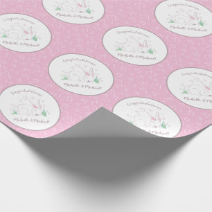 Bunny Baby Shower Spring Pink Girl Wrapping Paper