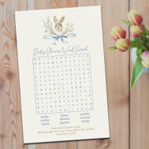 Bunny Baby Shower Word Search Game