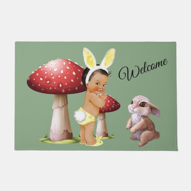 Bunny Baby Springtime Doormat (Front)