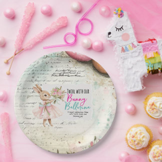 Bunny Ballerina Birthday Paper Plates