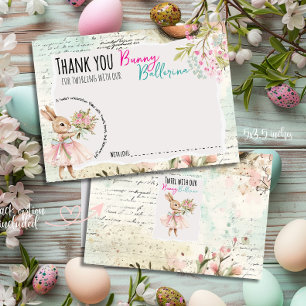 Bunny Ballerina Birthday Thank You Card