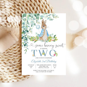 Bunny Balloon 2nd Birthday Invitation